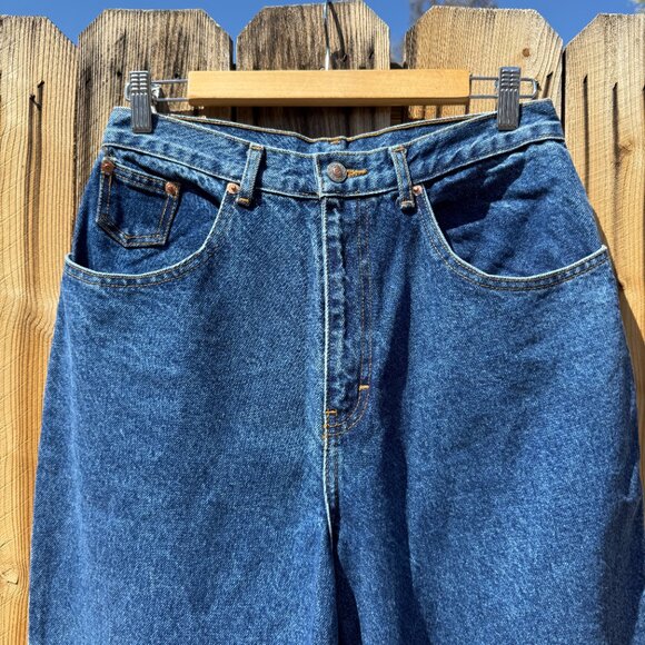 Vintage Denim 90s Enuf Buckle Back Straight Leg Blue Jeans | Size 29 X 30 - Picture 4 of 12